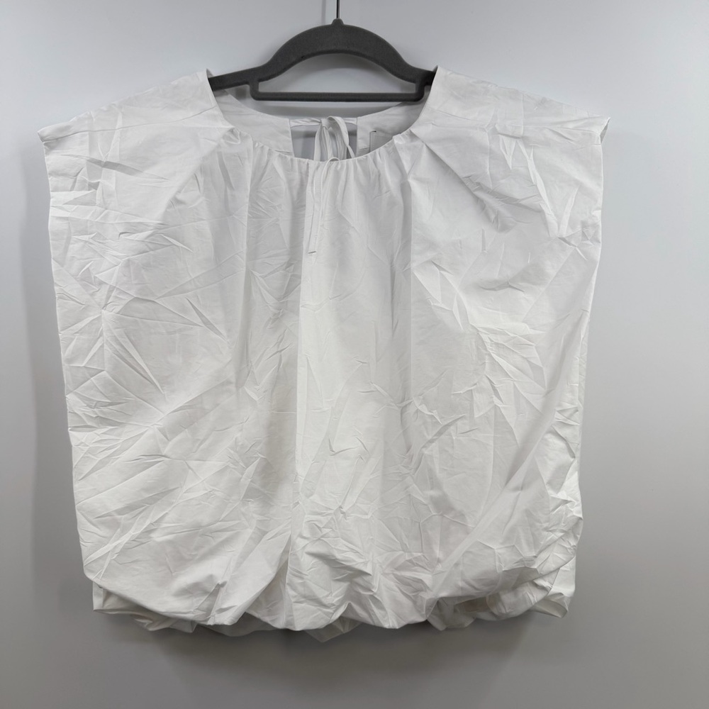 TELA ghiacciolo sleeveless puffed crop top in white size US XS NWOT $245